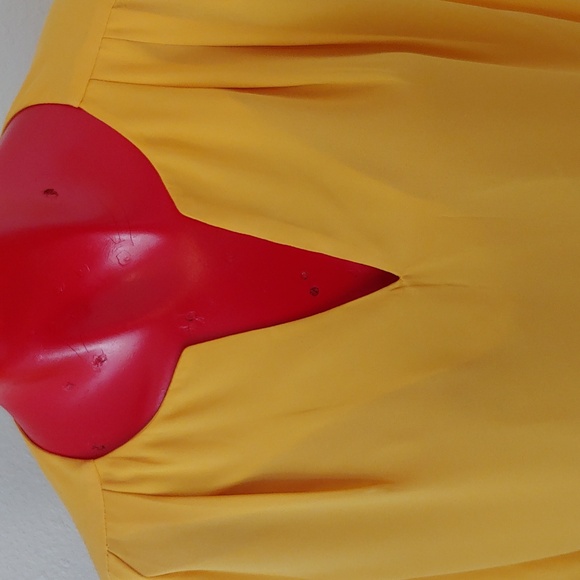 Pleione Sunny Yellow Women's Pleated V-Neck Blouse 3/4 Sleeves Size Small - Picture 6 of 13